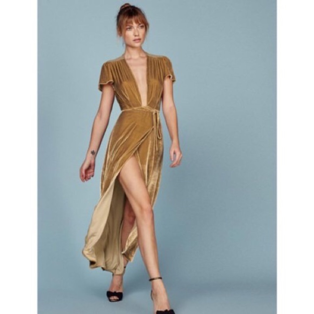 Reformation Velvet Wrap Dress